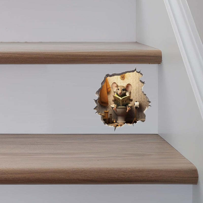 Realistic 3D Mouse Hole Decal