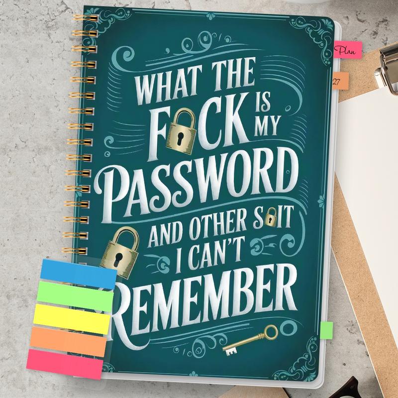 🔥Last Day 49% OFF - 📅Funny Password Notebook - Spiral Bound with Lock Icons & Funny Security Phrases✍️