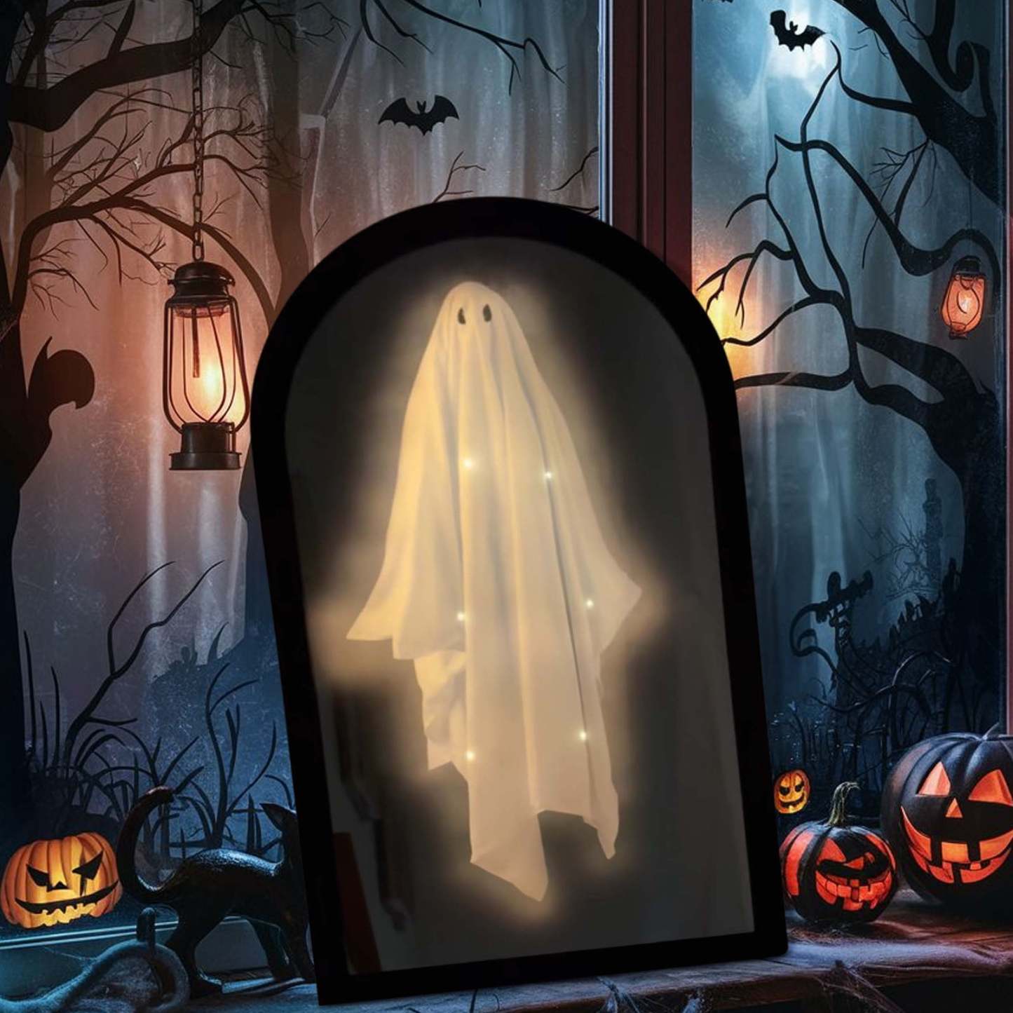 2025 Halloween Hologram Ghost Mirror, Spooky Scary Ghosts for Halloween Decor Indoor, Halloween Room Decor, Hallowmas Party Supplies