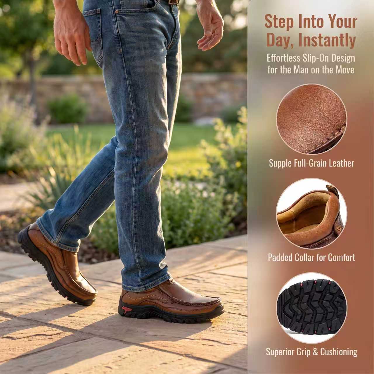 Men's Handmade Genuine Leather Orthopedic Walking Shoes