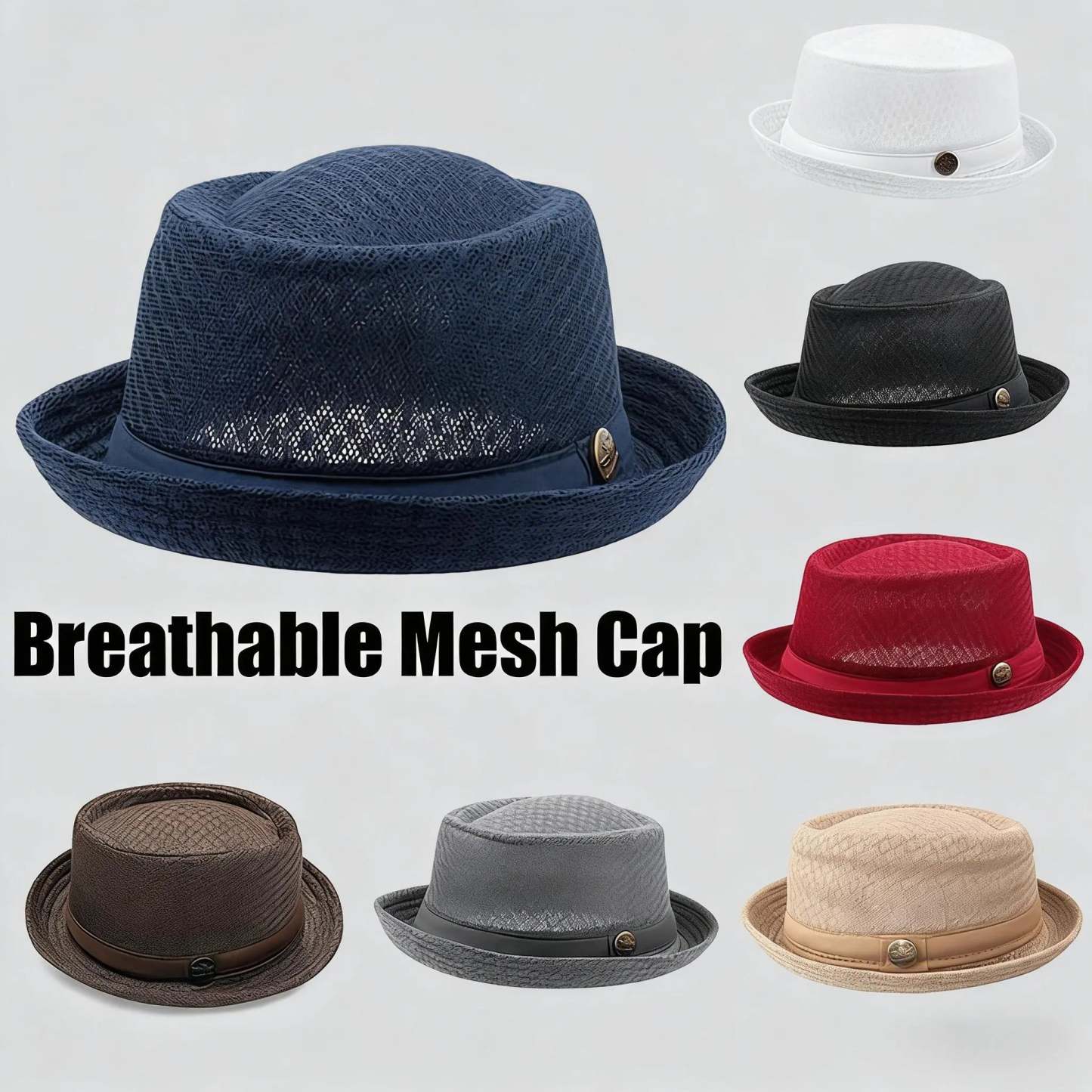 Summer Breathable Mesh Pork Pie Hat