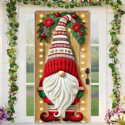 Christmas Door Covers,Decorative Bow Bell Wreath Christmas Door Wraps