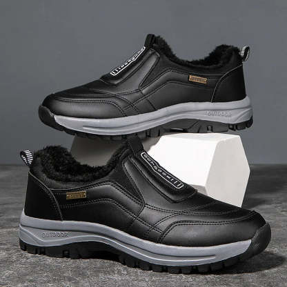 Men's Orthopedic Slip-On Winter Walking Shoes - Fleece-Lined, Waterproof & Anti-Slip Rubber Sole