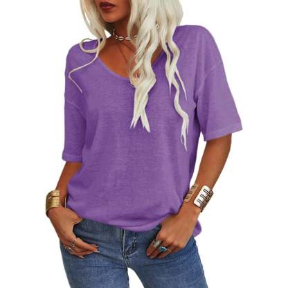 🔥Women's Solid Color Round NeckT-shirt [On Sale & Quick Ship!]