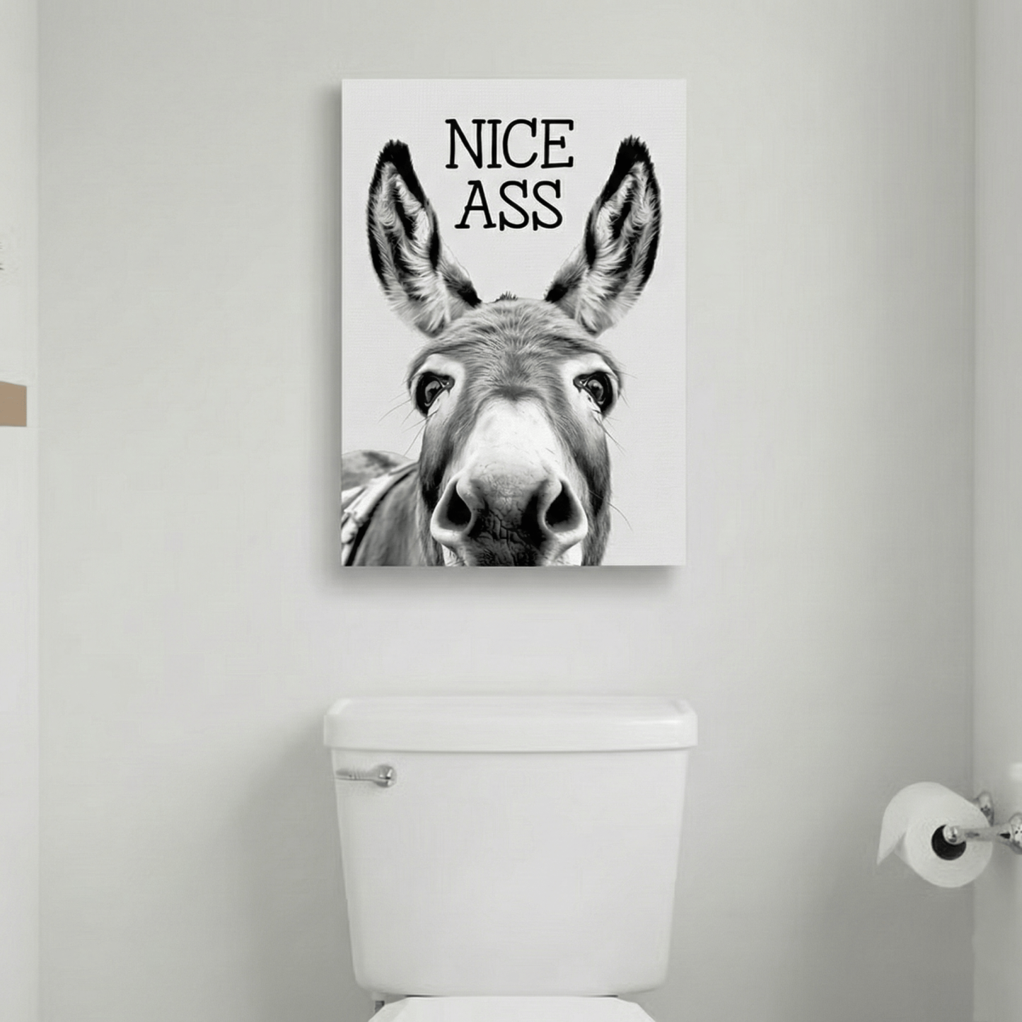🚽Funny Bathroom Wall Art - "Nice Ass" Donkey Print