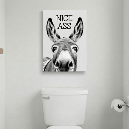🚽Funny Bathroom Wall Art - "Nice Ass" Donkey Print