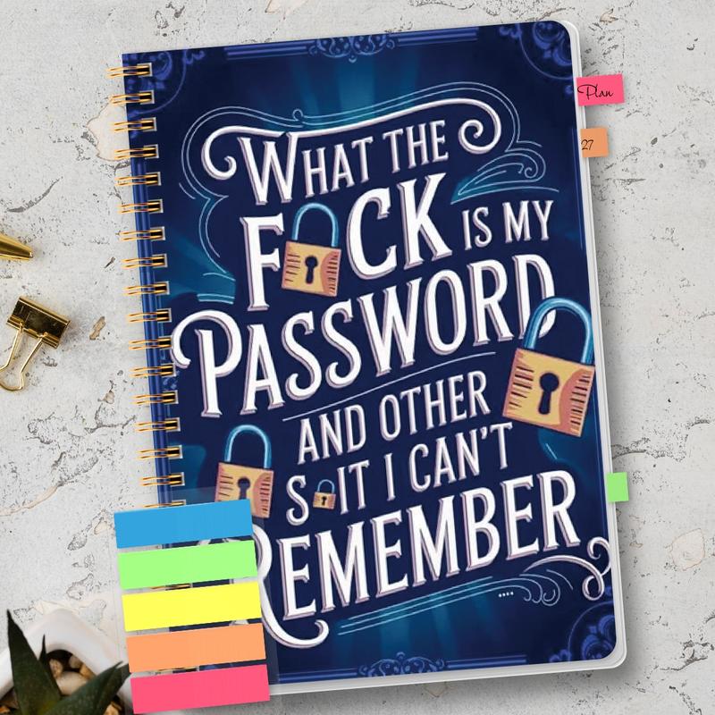 🔥Last Day 49% OFF - 📅Funny Password Notebook - Spiral Bound with Lock Icons & Funny Security Phrases✍️