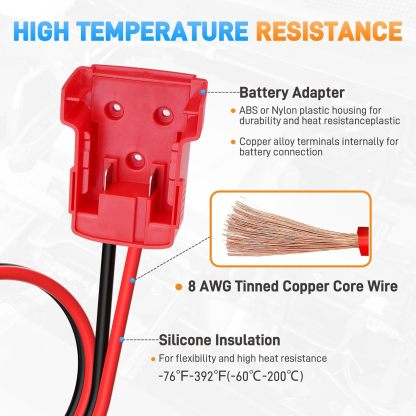 Car Starter Jumper Cables With Adapter For Dewalt/Milwaukee 20v/18v