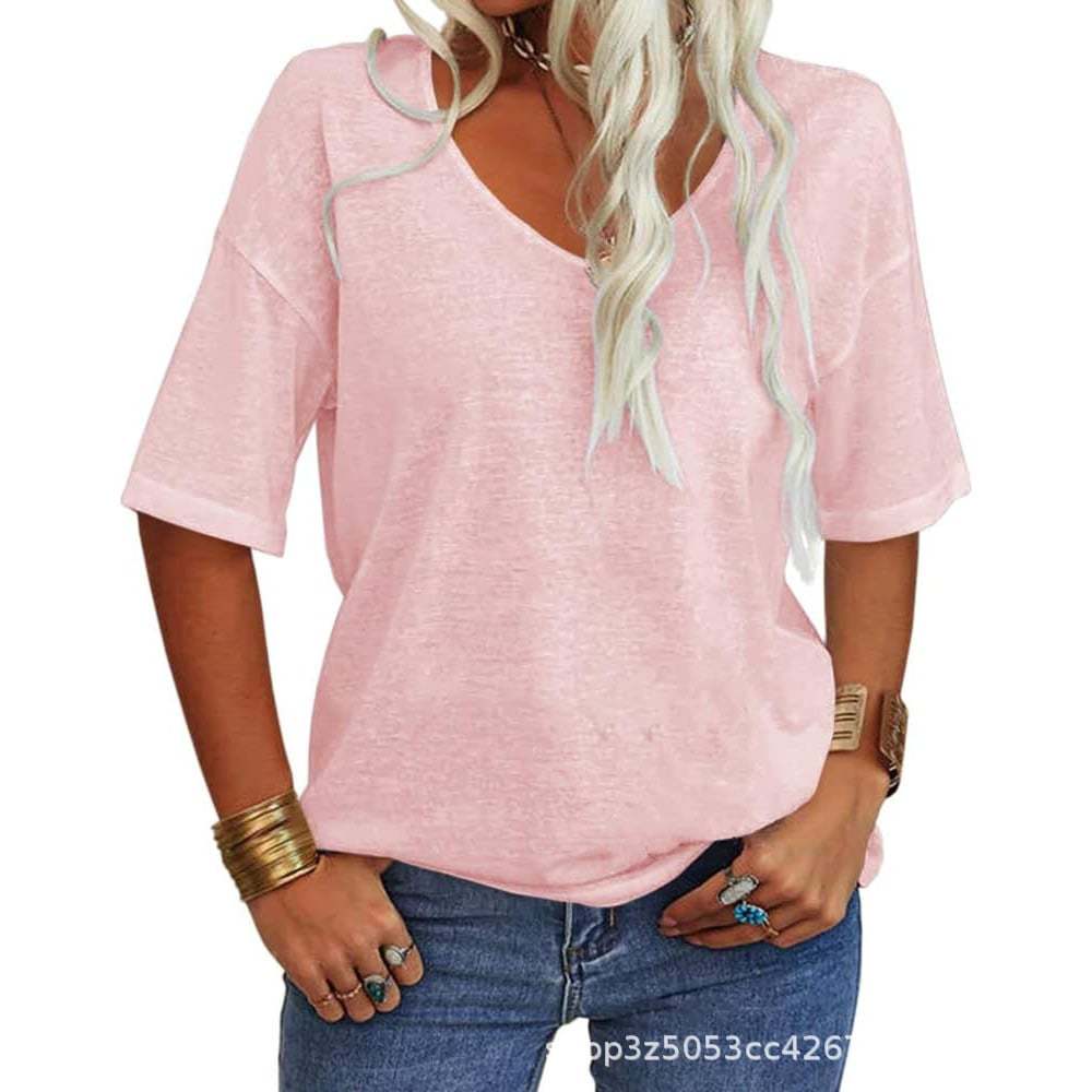 🔥Women's Solid Color Round NeckT-shirt [On Sale & Quick Ship!]