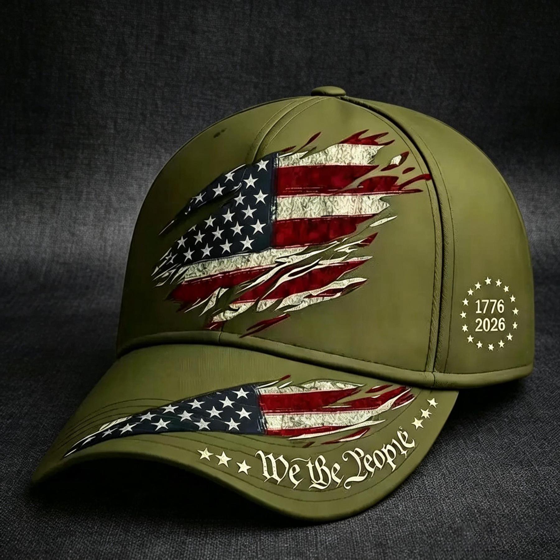 2pcs July 4th American Independence Day Print Baseball Cap, Adjustable Unisex Sun Cap