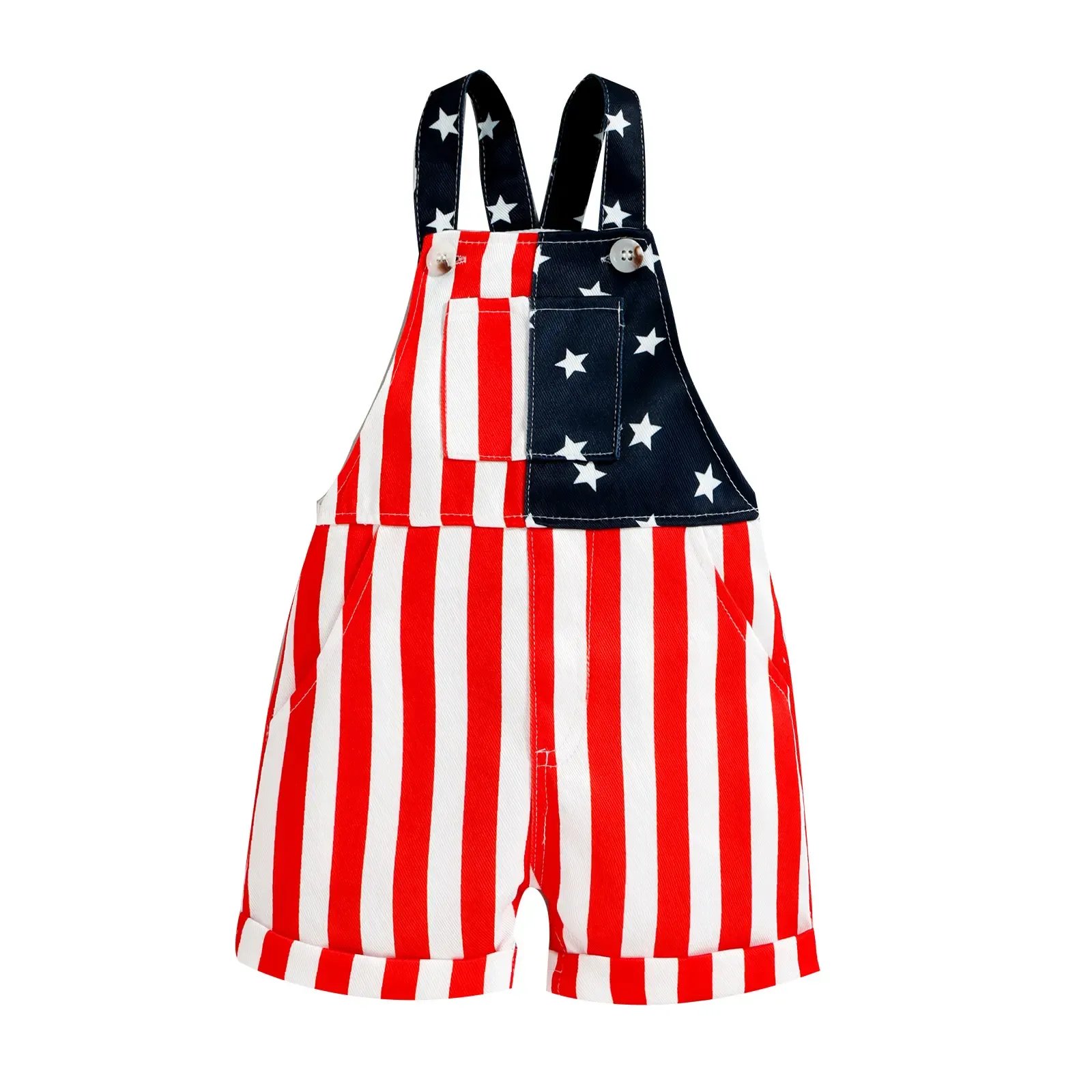 Hot Sale🔥🇺🇸 Toddler 4th of July American Flag Suspender Romper