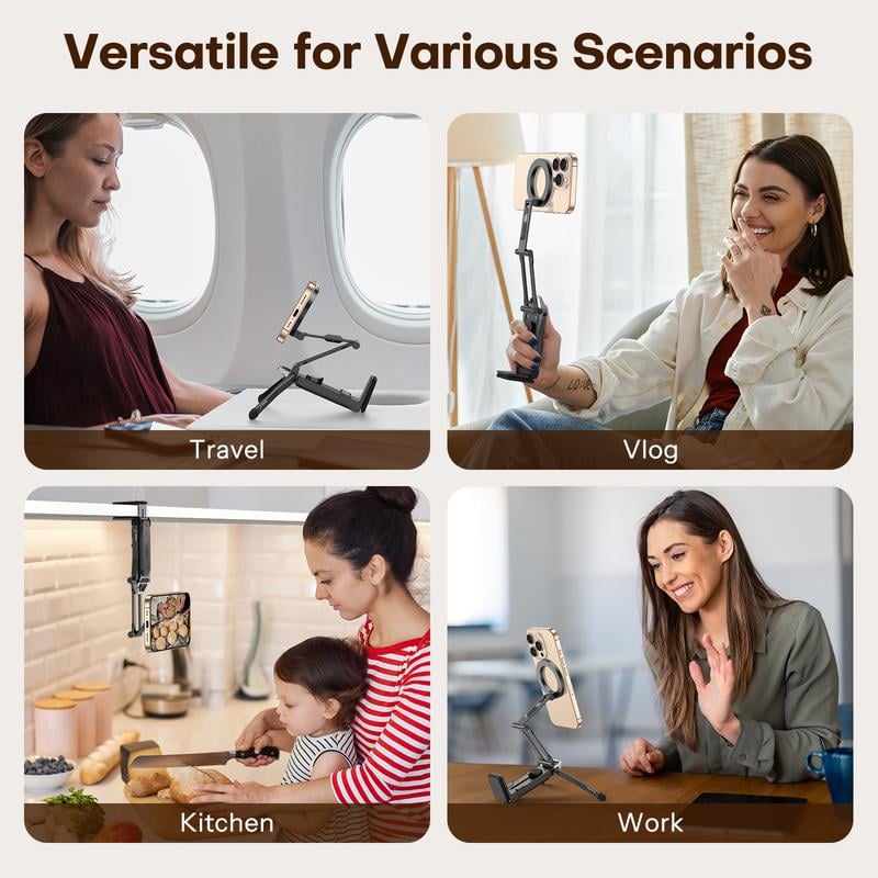 MagSafe-Compatible 4-in-1 Travel Tripod & Clamp Mount