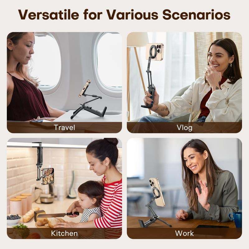 MagSafe-Compatible 4-in-1 Travel Tripod & Clamp Mount