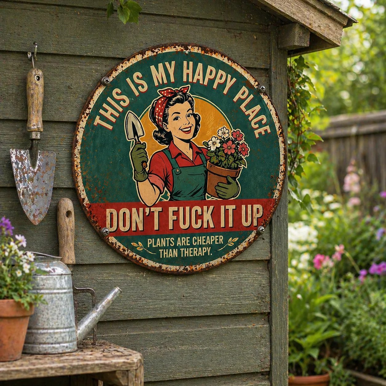 🌿💖"This Is My Happy Place" Garden Metal Sign