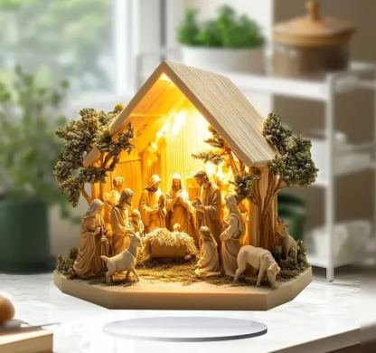 Newborn flat Christmas scene desktop decoration