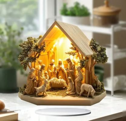 Newborn flat Christmas scene desktop decoration