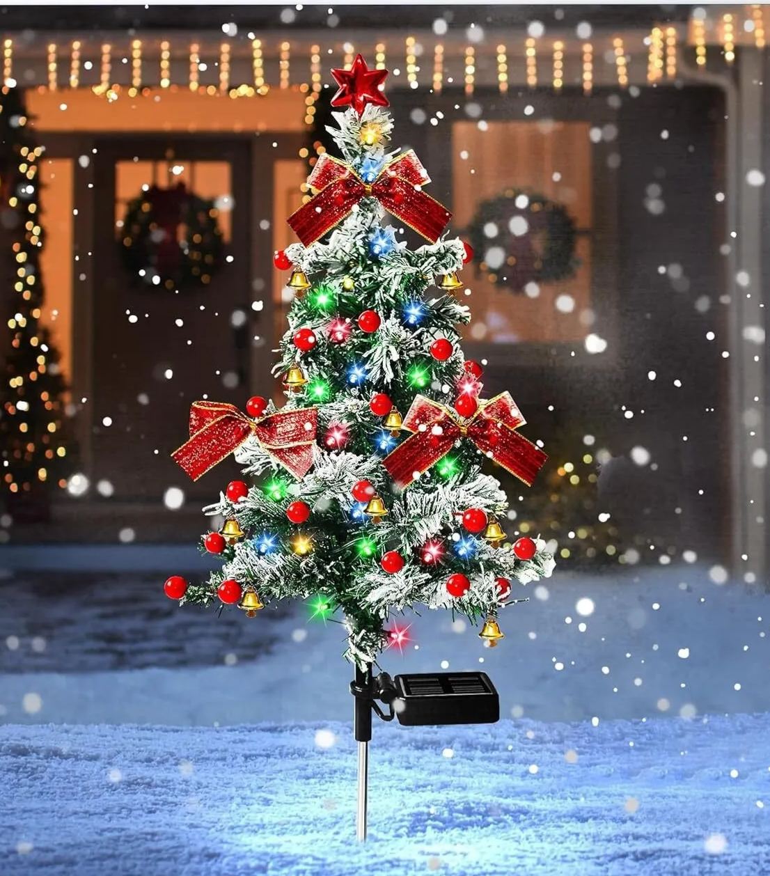 Solar Christmas tree lights holiday decorations, outdoor courtyards, gardens, lawns, small path lights, atmosphere lights