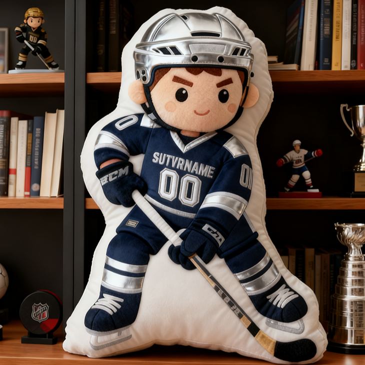 Personalized Ice Hockey Player Pillow with Custom Name and Number Perfect Gift for Hockey Enthusiasts