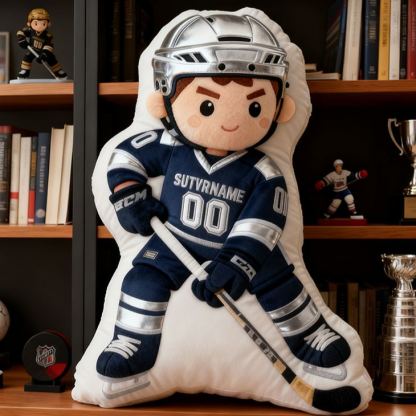 Personalized Ice Hockey Player Pillow with Custom Name and Number Perfect Gift for Hockey Enthusiasts