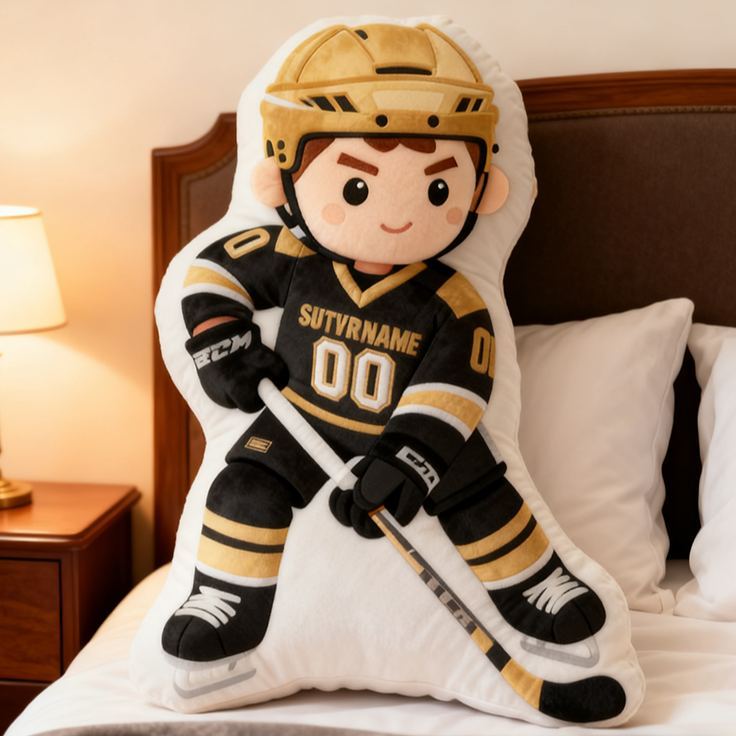 Personalized Ice Hockey Player Pillow with Custom Name and Number Perfect Gift for Hockey Enthusiasts