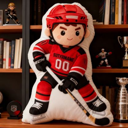 Personalized Ice Hockey Player Pillow with Custom Name and Number Perfect Gift for Hockey Enthusiasts