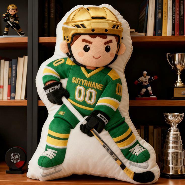 Personalized Ice Hockey Player Pillow with Custom Name and Number Perfect Gift for Hockey Enthusiasts