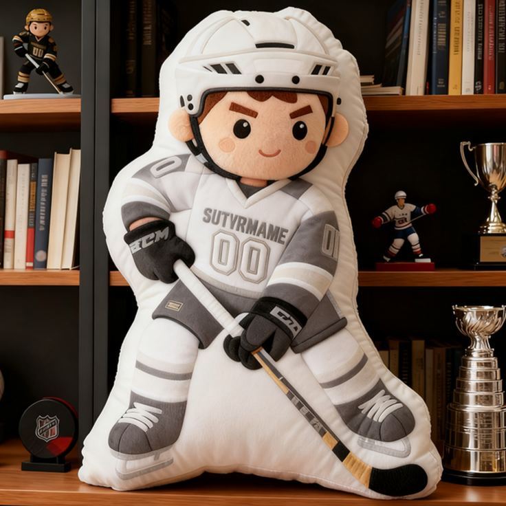 Personalized Ice Hockey Player Pillow with Custom Name and Number Perfect Gift for Hockey Enthusiasts