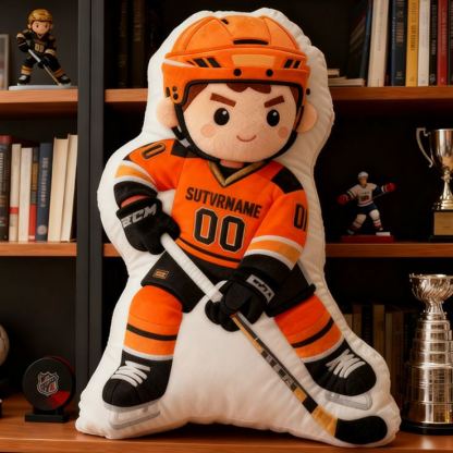 Personalized Ice Hockey Player Pillow with Custom Name and Number Perfect Gift for Hockey Enthusiasts