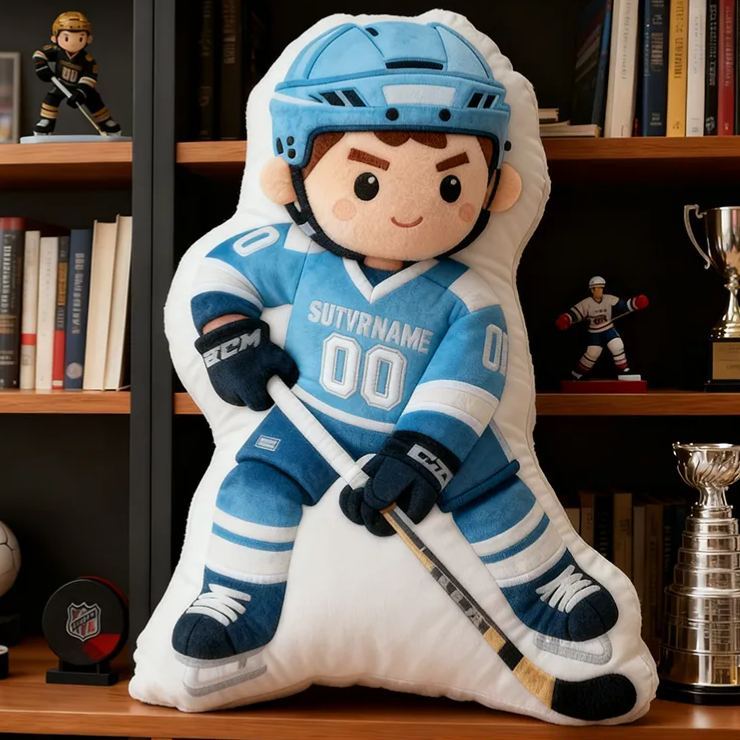 Personalized Ice Hockey Player Pillow with Custom Name and Number Perfect Gift for Hockey Enthusiasts
