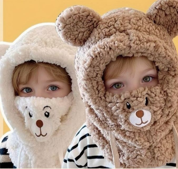 WarmieBear™ - 3-in-1 Plush Winter Hood – Ultra-Soft Hat, Scarf & Face Cover for Warm, Cozy Winter Days