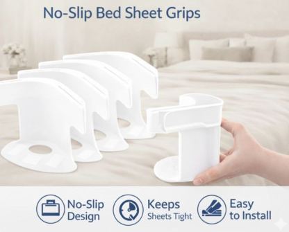 No-Slip Bed Sheet Grips, Fits Any Mattress