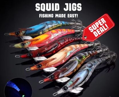 Premium Squid Jigs – Fishing Made Easy! - Kit 3pcs or 6pcs