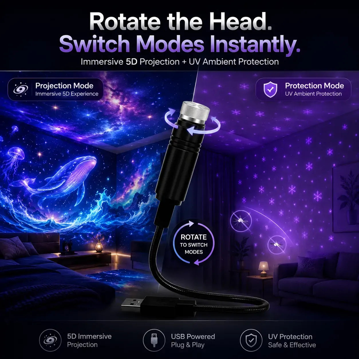 ⏰Last day Promotion 🔥-Night Light Projector - Smart Holographic Star Projector