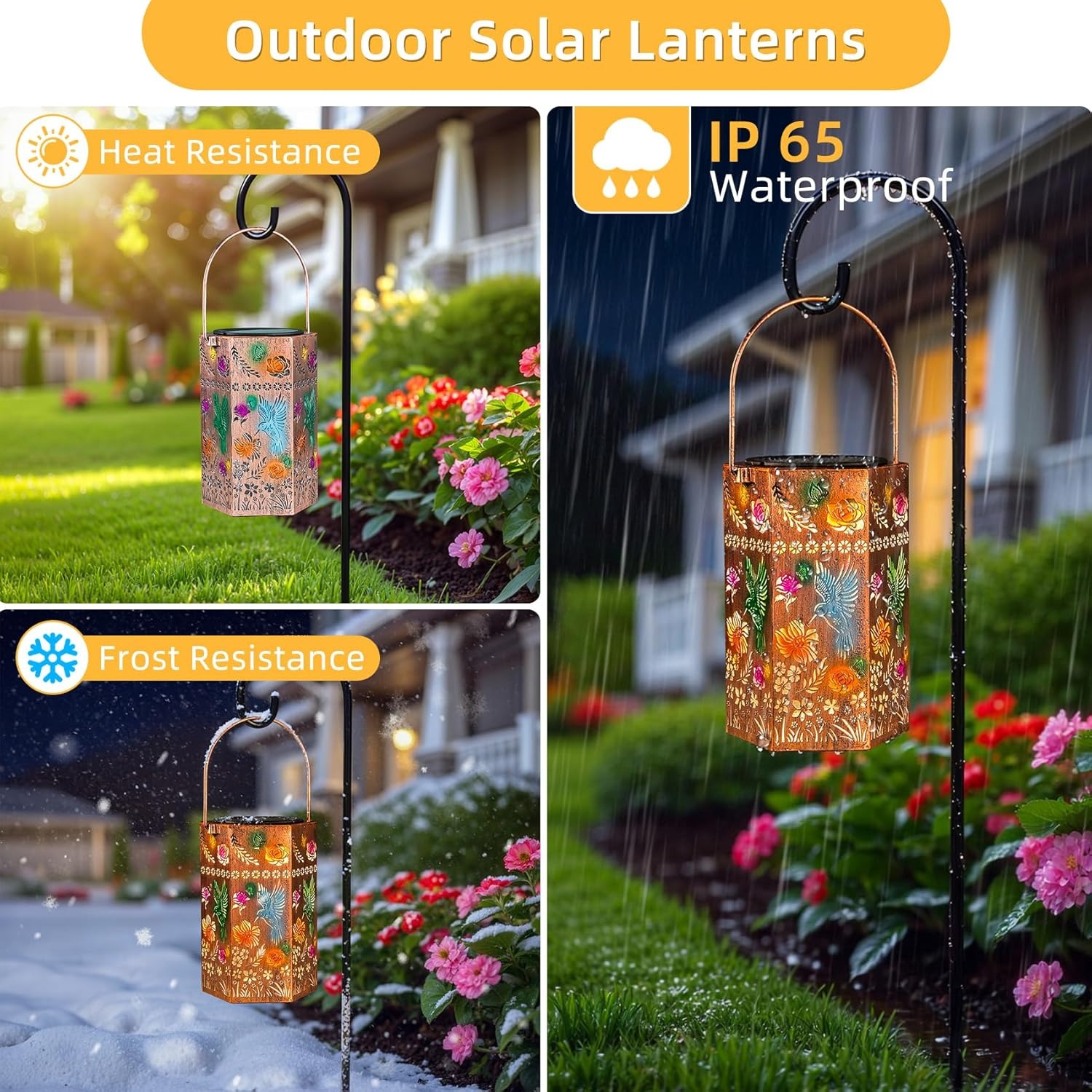 Hummingbird Floral Solar Lantern