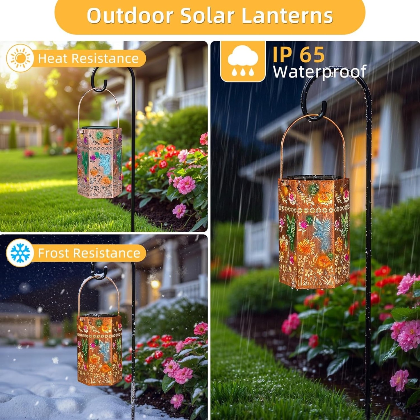 Hummingbird Floral Solar Lantern