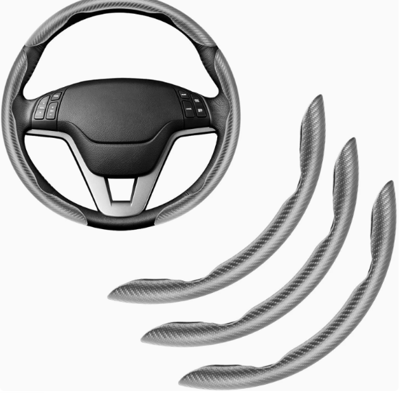 Carbon Fiber Silicone Anti-Slip Car Steering Wheel Cover Universal Fit