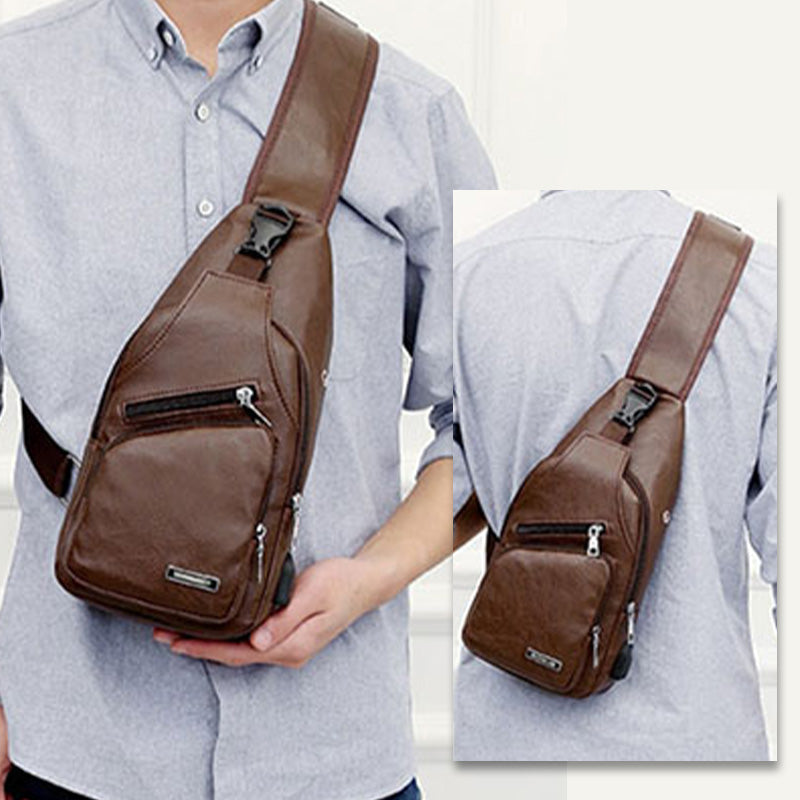 📢📢50% OFF !! ⏰Men's Multifunctional High Quality Leather Chest Bag