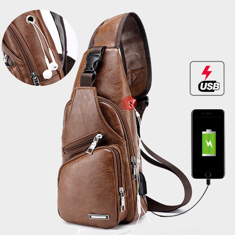 📢📢50% OFF !! ⏰Men's Multifunctional High Quality Leather Chest Bag