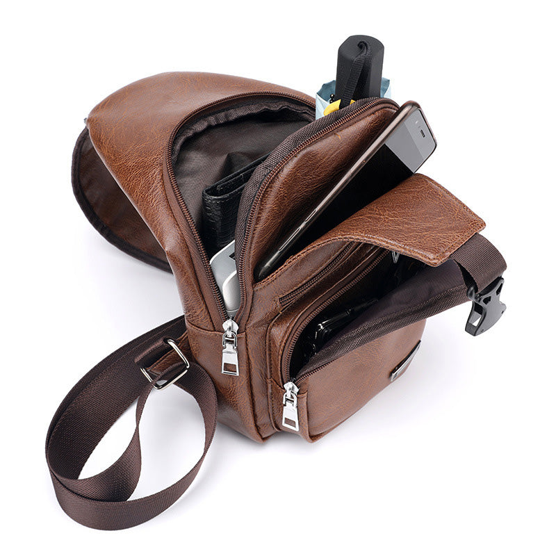 📢📢50% OFF !! ⏰Men's Multifunctional High Quality Leather Chest Bag