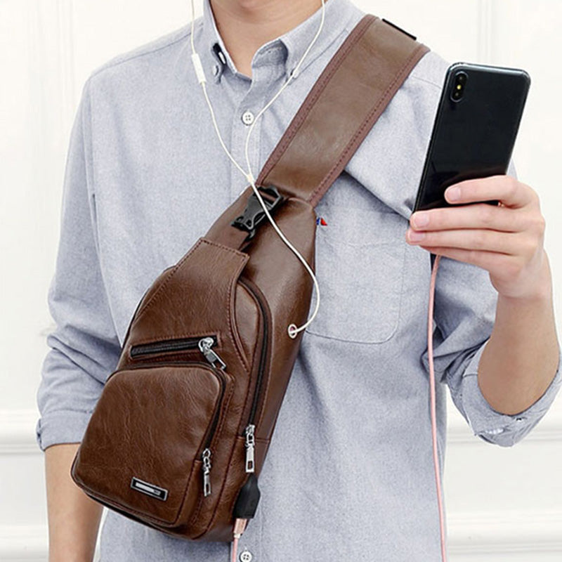 📢📢50% OFF !! ⏰Men's Multifunctional High Quality Leather Chest Bag