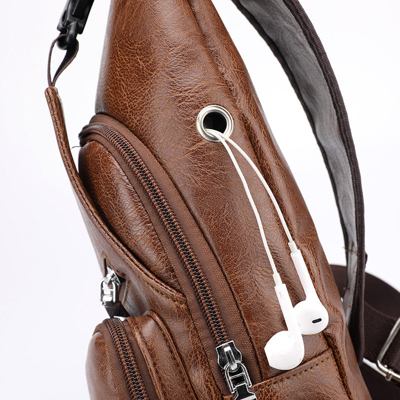 📢📢50% OFF !! ⏰Men's Multifunctional High Quality Leather Chest Bag