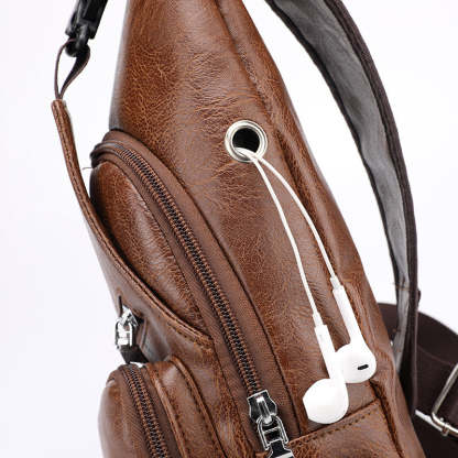 📢📢50% OFF !! ⏰Men's Multifunctional High Quality Leather Chest Bag
