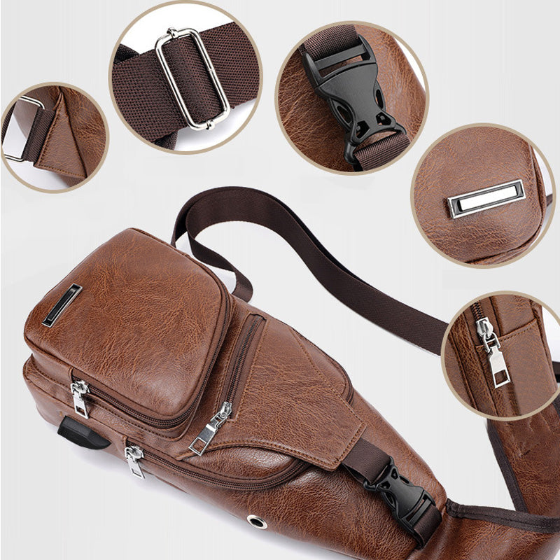 📢📢50% OFF !! ⏰Men's Multifunctional High Quality Leather Chest Bag