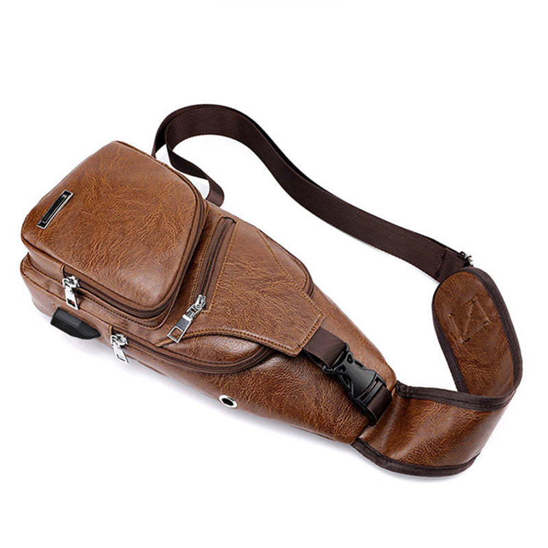 📢📢50% OFF !! ⏰Men's Multifunctional High Quality Leather Chest Bag