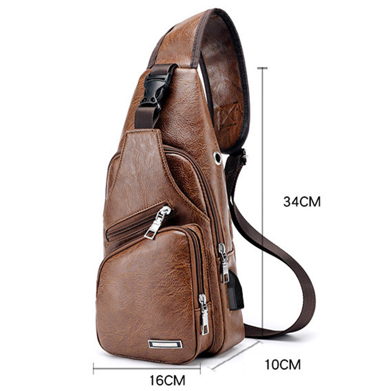 📢📢50% OFF !! ⏰Men's Multifunctional High Quality Leather Chest Bag