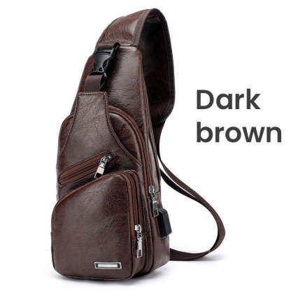 📢📢50% OFF !! ⏰Men's Multifunctional High Quality Leather Chest Bag