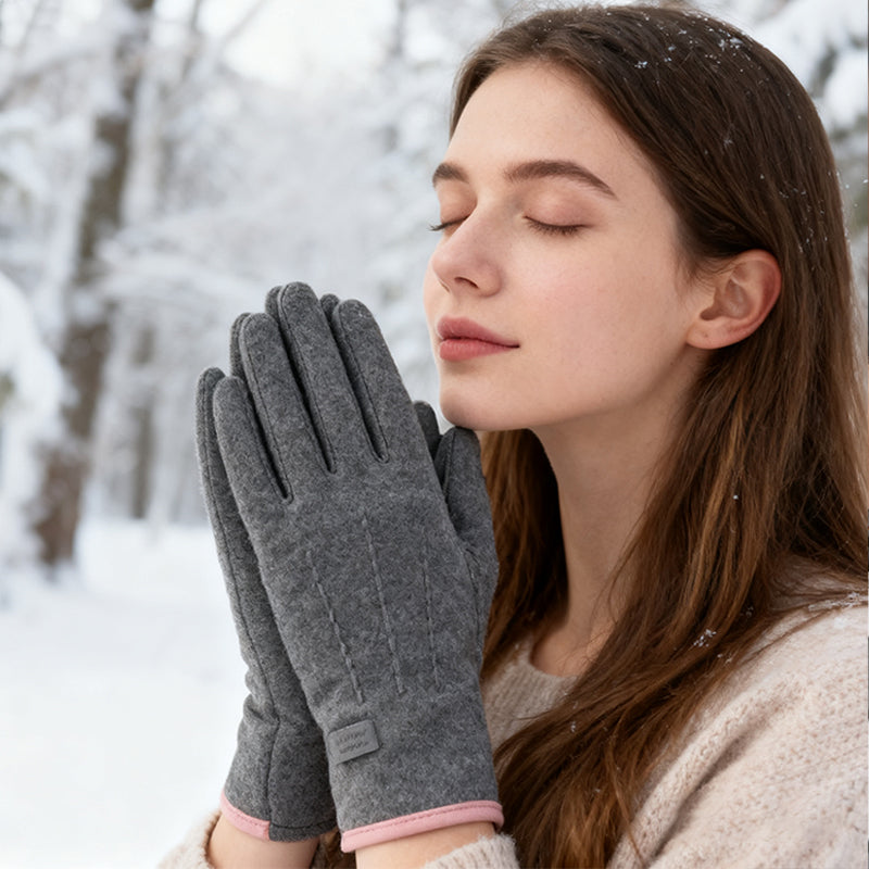 Windproof warm gloves with touchscreen and non-slip grip