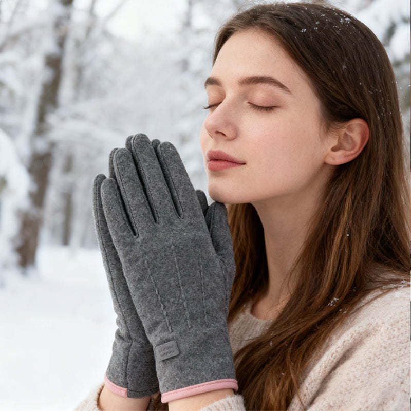 Windproof warm gloves with touchscreen and non-slip grip