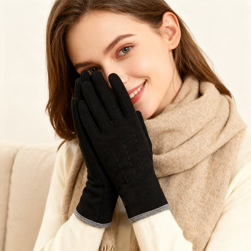 Windproof warm gloves with touchscreen and non-slip grip