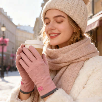 Windproof warm gloves with touchscreen and non-slip grip